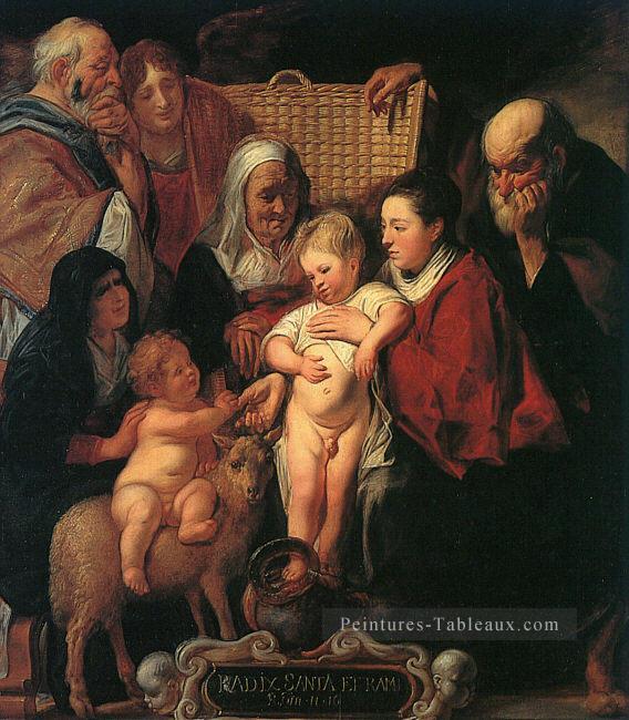 La Sainte Famille avec St Anne Le Jeune Baptiste et ses Parents Baroque Flamand Jacob Jordaens Peintures à l'huile